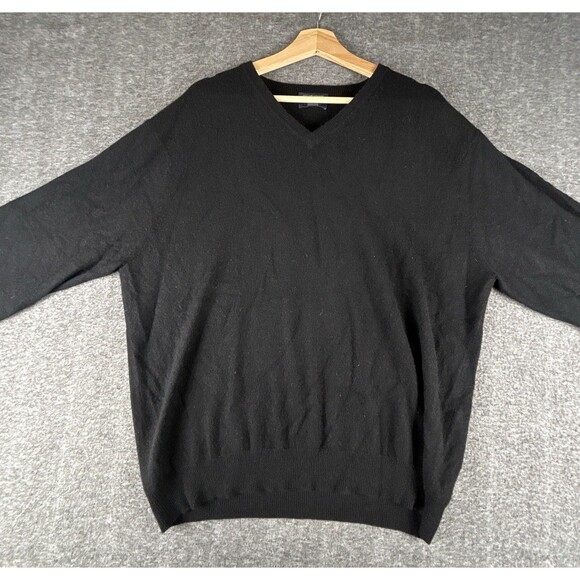 Club Room 100% Cashmere V-Neck Sweater Mens Sz XL Black Cashmere Pullover Luxury - Picture 4 of 8